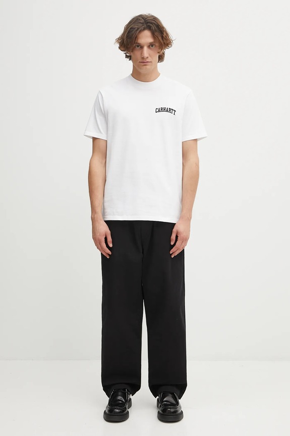 Хлопковая футболка Carhartt WIP S/S University Script T-Shirt I036110.00AXX белый