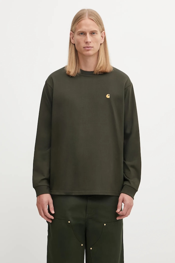 Carhartt WIP top a maniche lunghe in cotone L/S Chase T-Shirt rilassato verde I026392.3CBXX