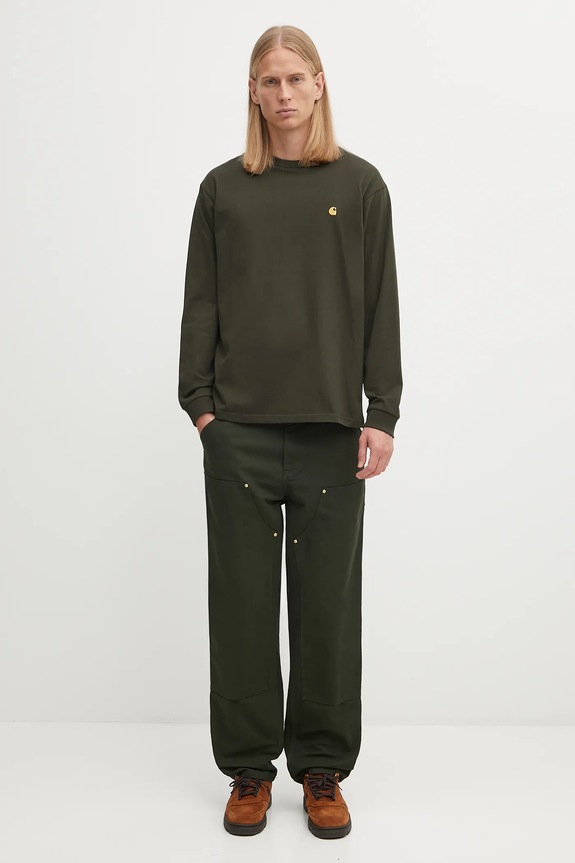 Carhartt WIP top a maniche lunghe in cotone L/S Chase T-Shirt verde I026392.3CBXX