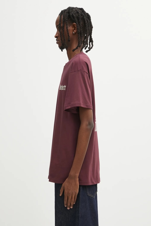 Βαμβακερό μπλουζάκι Carhartt WIP S/S Schooling T-Shirt I035453.33KXX μπορντό AW25