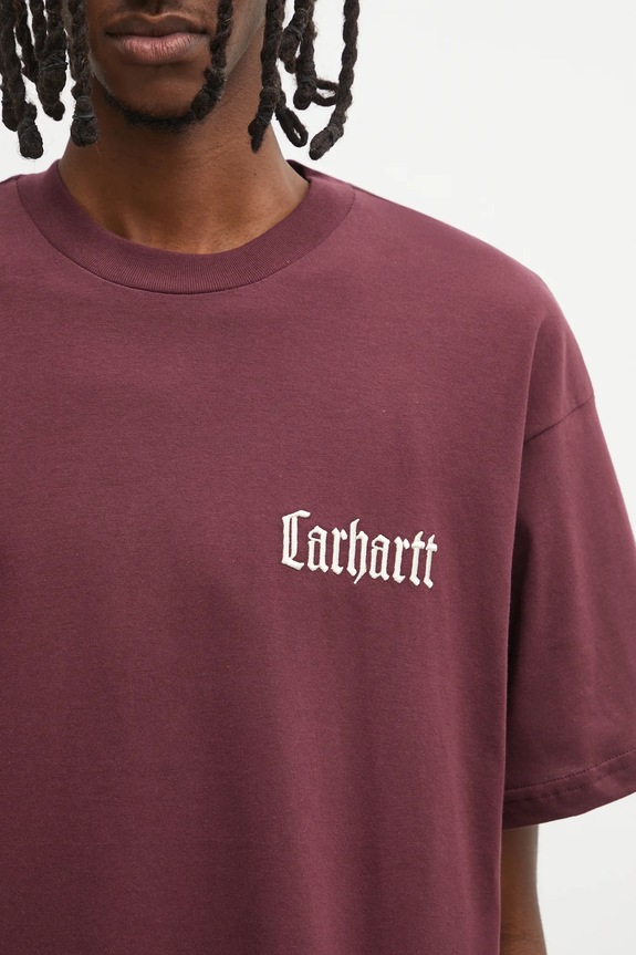 Βαμβακερό μπλουζάκι Carhartt WIP S/S Schooling T-Shirt μπορντό I035453.33KXX