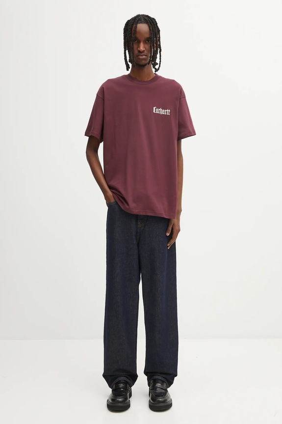 Βαμβακερό μπλουζάκι Carhartt WIP S/S Schooling T-Shirt I035453.33KXX μπορντό