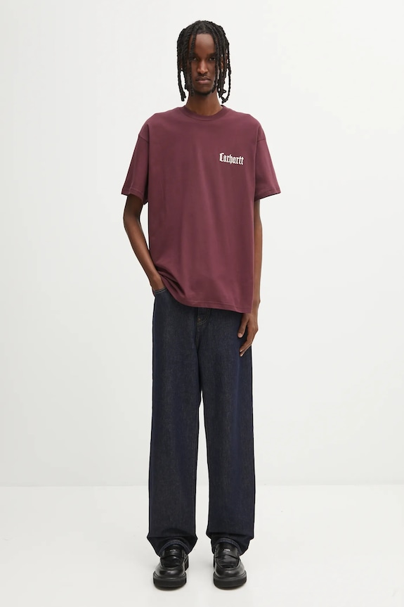 Βαμβακερό μπλουζάκι Carhartt WIP S/S Schooling T-Shirt I035453.33KXX μπορντό