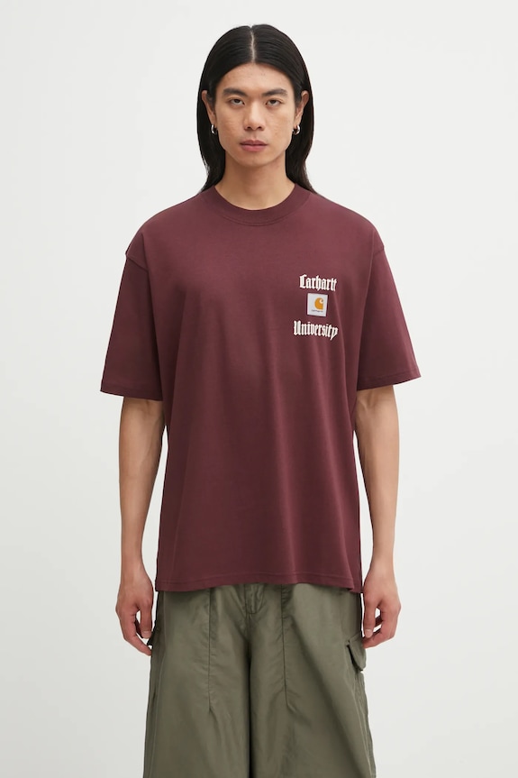 Carhartt WIP cotton t-shirt S/S Schooling Heart T-Shirt relaxed maroon I035455.33KXX