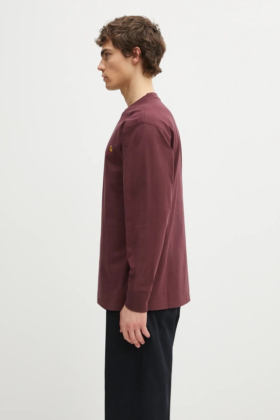 Carhartt WIP cotton longsleeve top L/S American Script T-Shirt I029955.33KXX maroon AW25