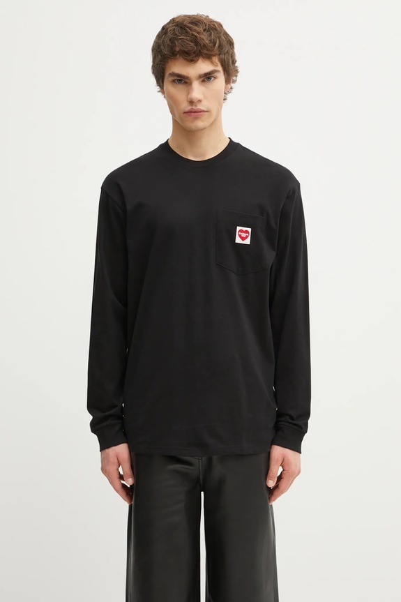 Carhartt WIP cotton longsleeve top L/S Pocket Heart T-Shirt relaxed black I035300.1V2XX