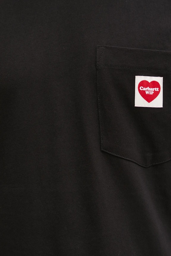 Carhartt WIP cotton longsleeve top L/S Pocket Heart T-Shirt black I035300.1V2XX