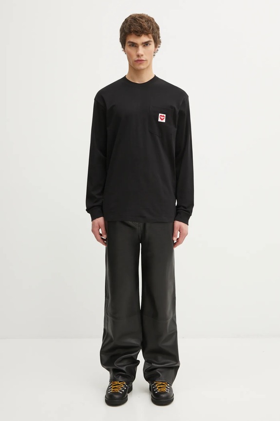 Carhartt WIP cotton longsleeve top L/S Pocket Heart T-Shirt I035300.1V2XX black