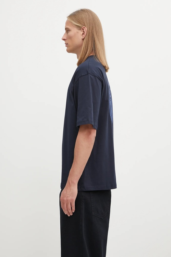 Daily Paper tricou din bumbac Candle Label Boxy 2521053 bleumarin AW25