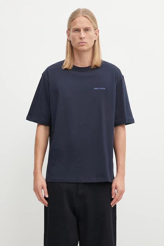 Îmbrăcăminte Daily Paper tricou din bumbac Candle Label Boxy 2521053 bleumarin