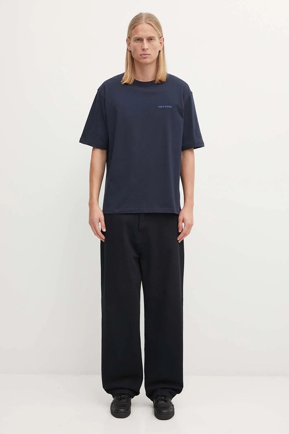 Daily Paper tricou din bumbac Candle Label Boxy 2521053 bleumarin