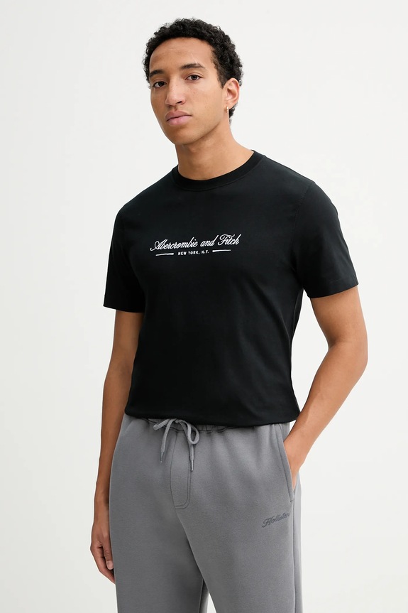 Abercrombie & Fitch tricou din bumbac imprimeu negru KI123.5255.900