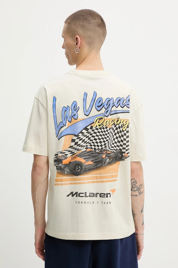 Hollister Co. t-shirt bawełniany nadruk beżowy KI323.5318.178