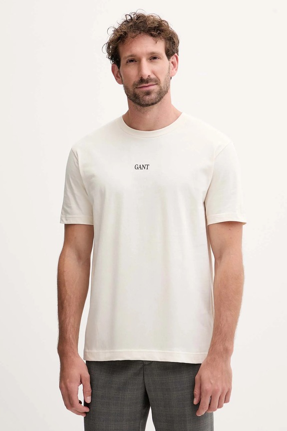 Gant t-shirt bawełniany regular beżowy 2003362