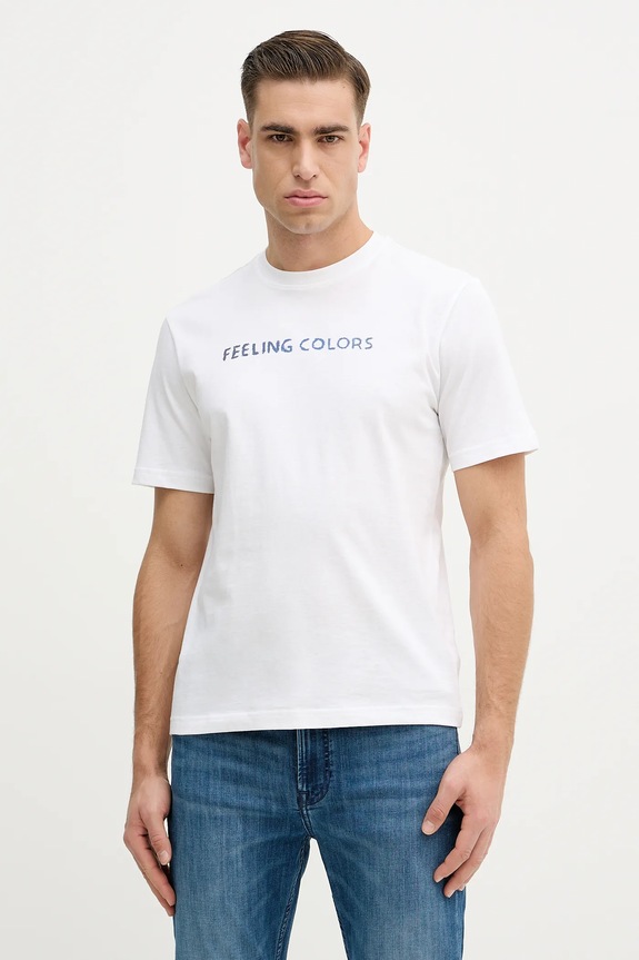 United Colors of Benetton tricou din bumbac print alb 3MI5U10BD