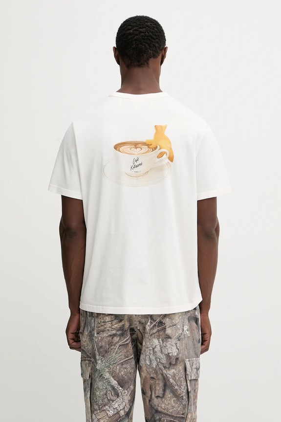 Café Kitsuné tricou din bumbac Cappuccino Relax uni bej PU00102KJ7014