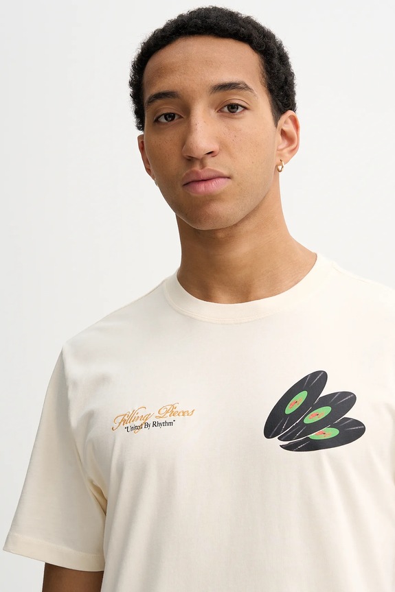 Βαμβακερό μπλουζάκι Filling Pieces T-shirt DJ μπεζ 422520500241