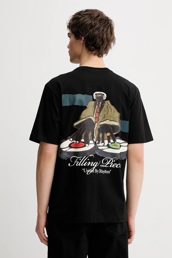 Βαμβακερό μπλουζάκι Filling Pieces T-shirt DJ βαμβάκι μαύρο 422520500241