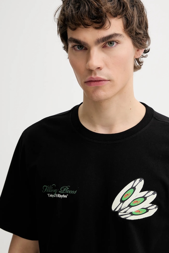 Βαμβακερό μπλουζάκι Filling Pieces T-shirt DJ μαύρο 422520500241