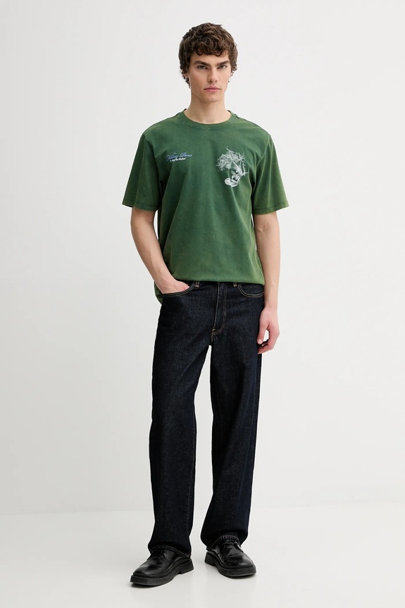 Βαμβακερό μπλουζάκι Filling Pieces Grammophone 422520500236 πράσινο AW25