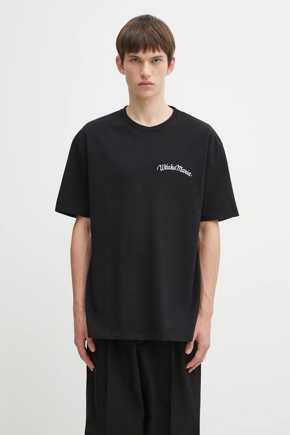 Хлопковая футболка Wacko Maria узор чёрный 25FW.WMT.WT08