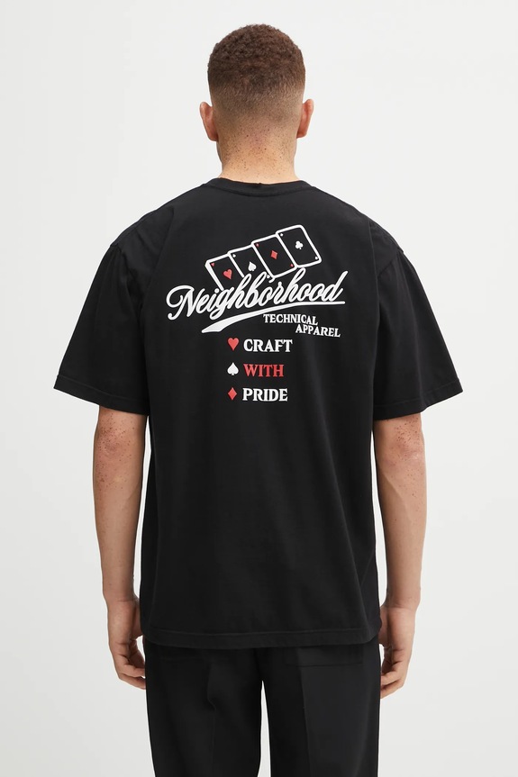 NEIGHBORHOOD cotton t-shirt NH. TEE SS-8 cotton black 252PCNH.ST08