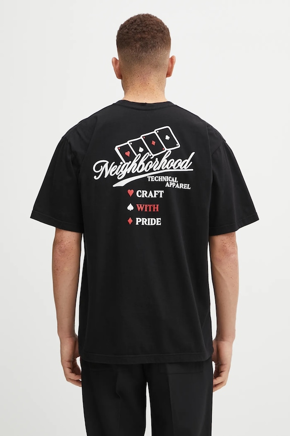 NEIGHBORHOOD cotton t-shirt NH. TEE SS-8 cotton black 252PCNH.ST08