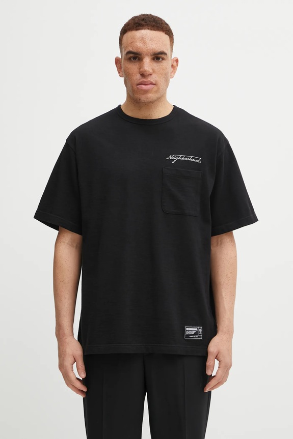 NEIGHBORHOOD cotton t-shirt HEATHER FABRIC cotton black 252UWNH.CSM10