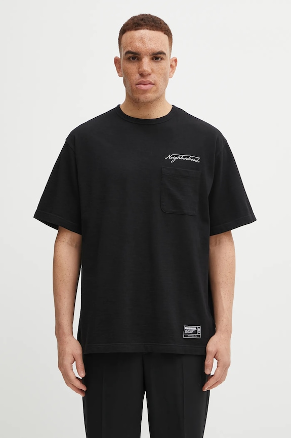 NEIGHBORHOOD cotton t-shirt HEATHER FABRIC cotton black 252UWNH.CSM10