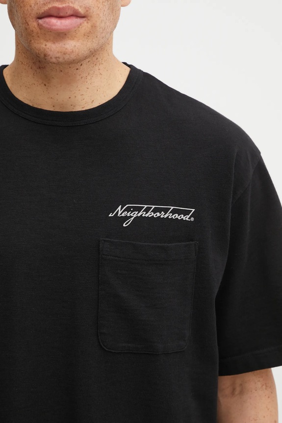 NEIGHBORHOOD cotton t-shirt HEATHER FABRIC black 252UWNH.CSM10