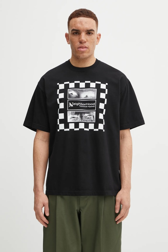 Хлопковая футболка NEIGHBORHOOD NH . TEE SS-7 печать чёрный 252PCNH.ST07