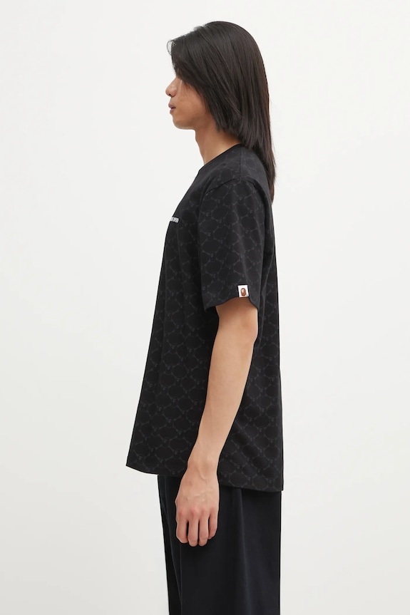 Бавовняна футболка A Bathing Ape College Monogram Logo 001CSL301316M чорний AW25