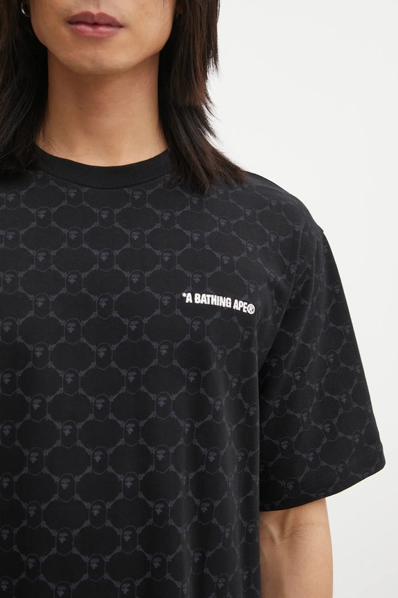 Бавовняна футболка A Bathing Ape College Monogram Logo чорний 001CSL301316M