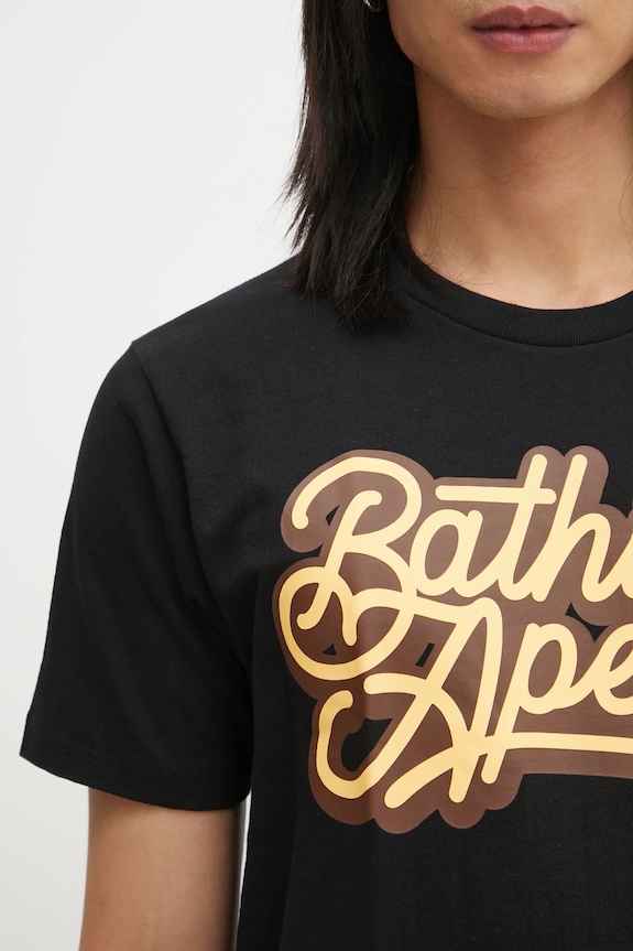 A Bathing Ape cotton t-shirt Script Logo black 001TEL301055M