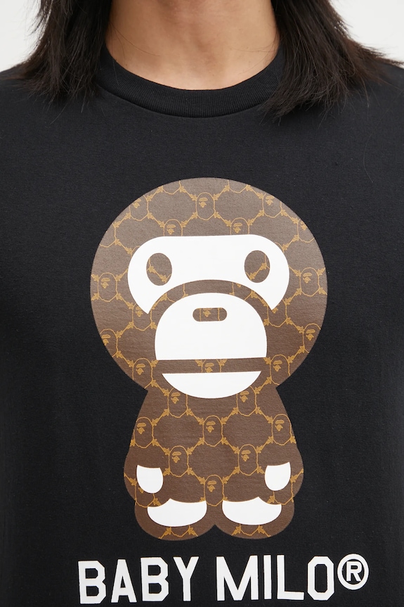 A Bathing Ape cotton t-shirt College Monogram Baby Milo black 002TEL301008M