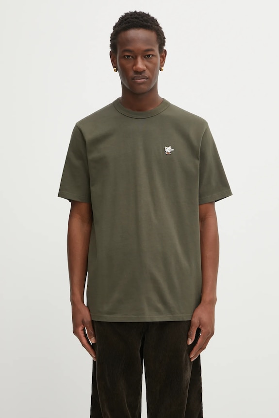 Café Kitsuné cotton t-shirt Barista Fox Patch Relaxed cotton green CKNU00102KJ7013