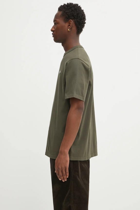 Café Kitsuné cotton t-shirt Barista Fox Patch Relaxed CKNU00102KJ7013 green AW25
