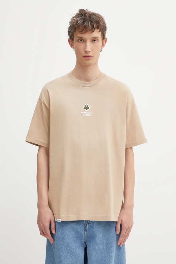 AAPE t-shirt bawełniany Clover Now gładkie beżowy AAPTEM1601XXO