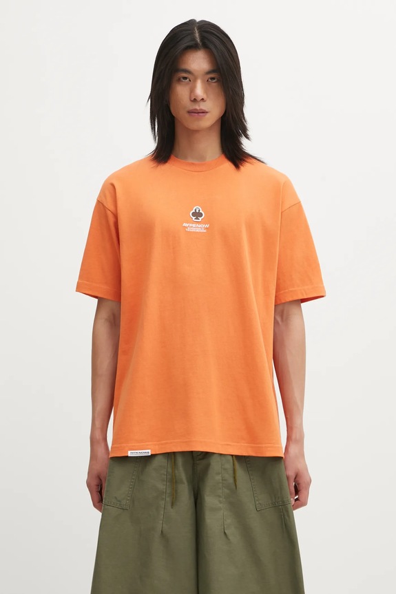 AAPE t-shirt bawełniany Clover Now gładkie pomarańczowy AAPTEM1601XXO