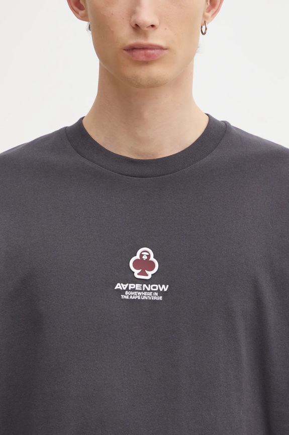 AAPE cotton t-shirt Clover Now gray AAPTEM1601XXO