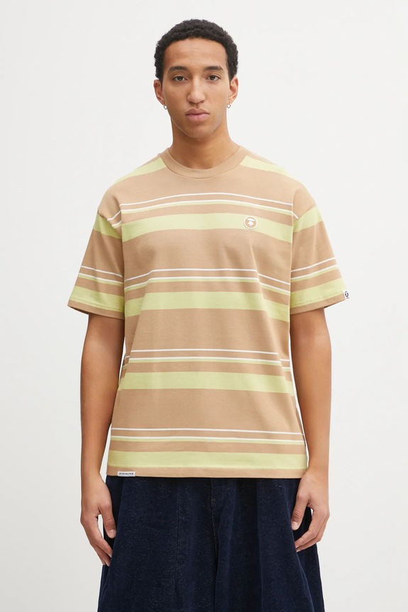 AAPE t-shirt bawełniany Now wzorzyste zielony AAPTEM1605XXO