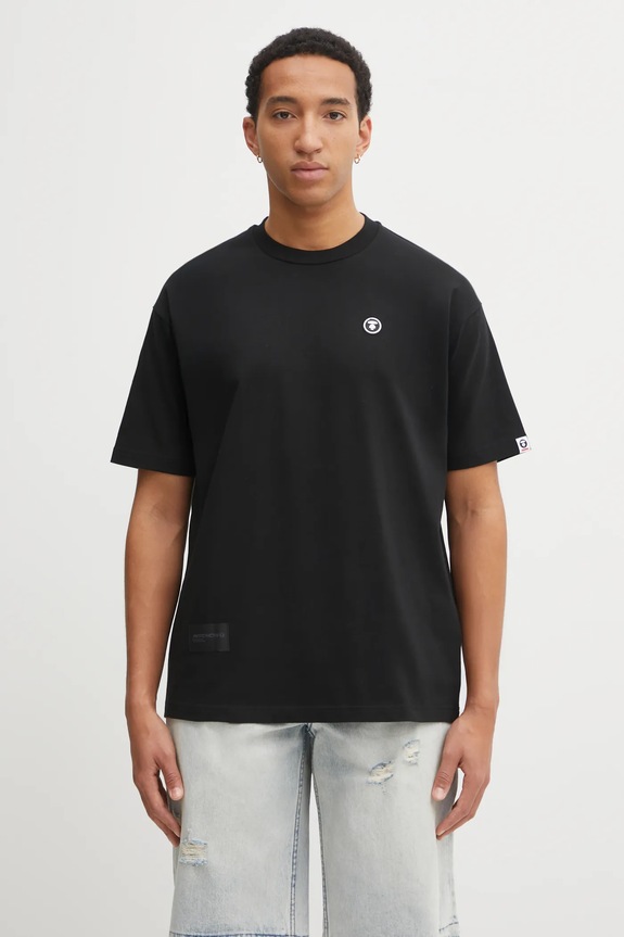 AAPE t-shirt bawełniany Now bawełna czarny AAPTEM1606XXO