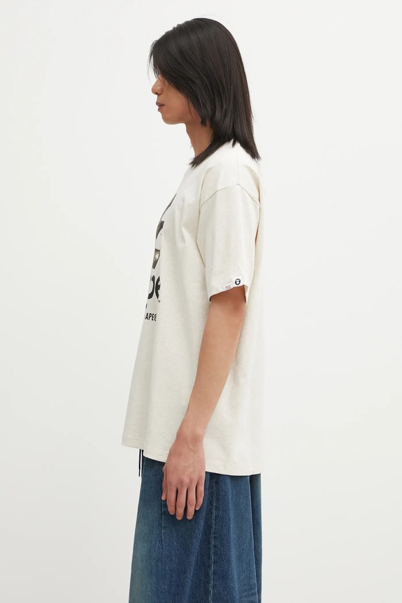 AAPE t-shirt in cotone Basic AAPTEM1640XAO beige AW25