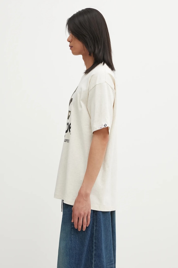 AAPE t-shirt in cotone Basic AAPTEM1640XAO beige AW25