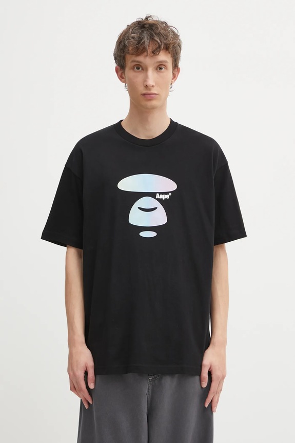 AAPE t-shirt bawełniany Basic wzorzyste czarny AAPTEM1642XXO