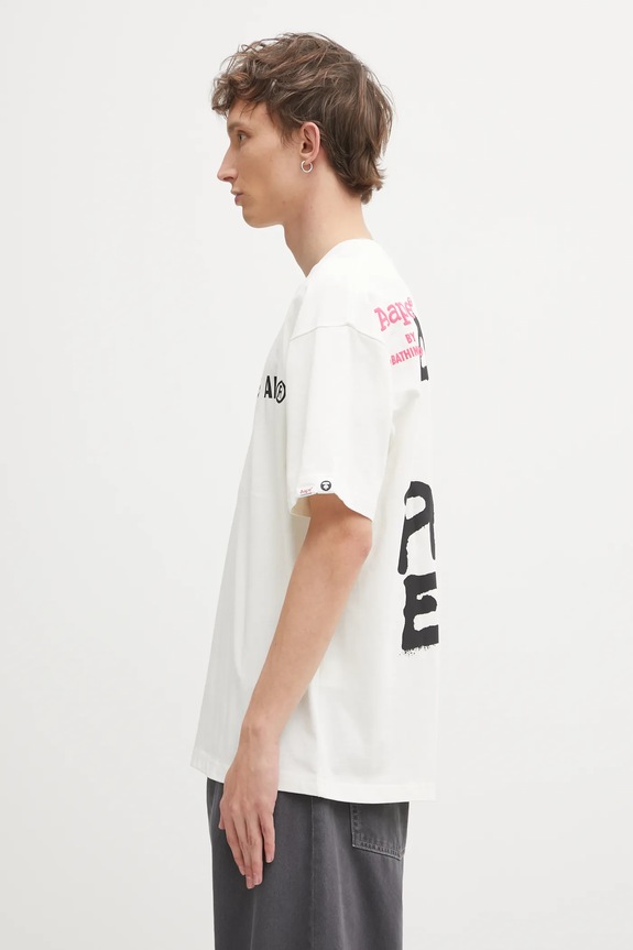 AAPE t-shirt bawełniany Basic AAPTEM1644XXO beżowy AW25