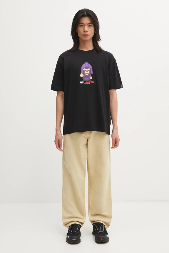 AAPE t-shirt bawełniany Theme Aaper AAPTEM1719XXP czarny