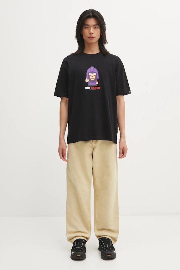 AAPE t-shirt bawełniany Theme Aaper AAPTEM1719XXP czarny