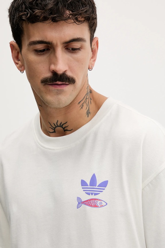 Хлопковая футболка adidas Originals Sardines бежевый KY2923