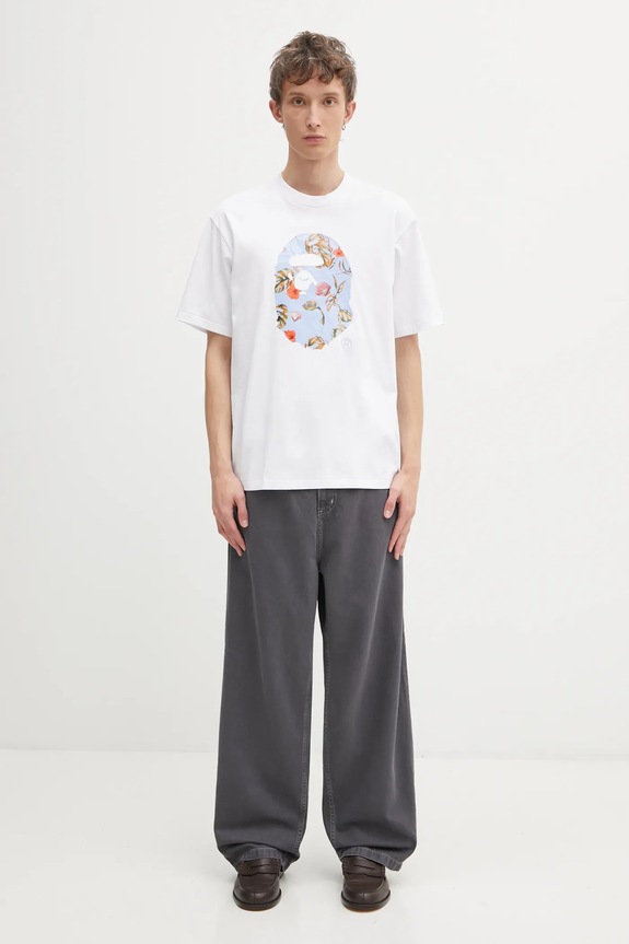 A Bathing Ape cotton t-shirt Vacation Pattern APE Head 1L30110335 white